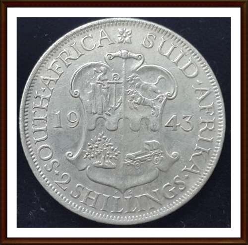 1943 Uni. of S. A. 2 Shillings, Circulated Coin, Judge Cond. for Yourself, as per Photo.