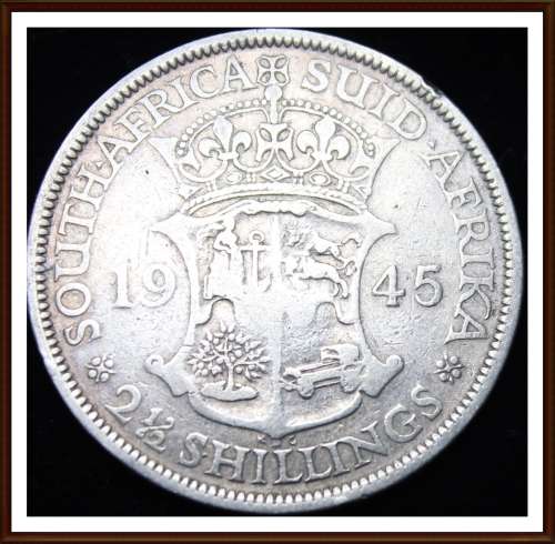 1945 Uni. of S. A. 2 1/2 Shillings, Cir. in Good Conditions, Judge Cond. for Yourself, as per Photo.