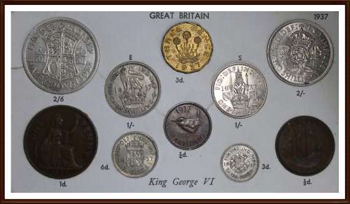 1937, Great Britain, Rare Set of  Coins Almost UNC and Circ. Coins (Short Set), as per Photo.