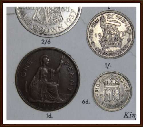 1937, Great Britain, Rare Set of  Coins Almost UNC and Circ. Coins (Short Set), as per Photo.