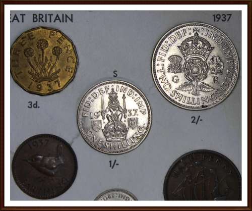 1937, Great Britain, Rare Set of  Coins Almost UNC and Circ. Coins (Short Set), as per Photo.