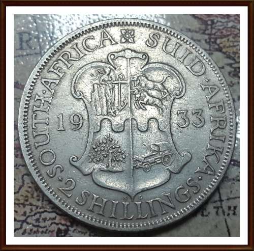 1933 Uni. of S. A. 2 Shillings, Circulate Coin. Judge Cond. for Yourself, as per Photo.