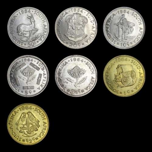 1964 Rep. of S.A, Full Set the Circ. Coins and Almost UNC, Judge Cond. for Yourself,  as per Photo.