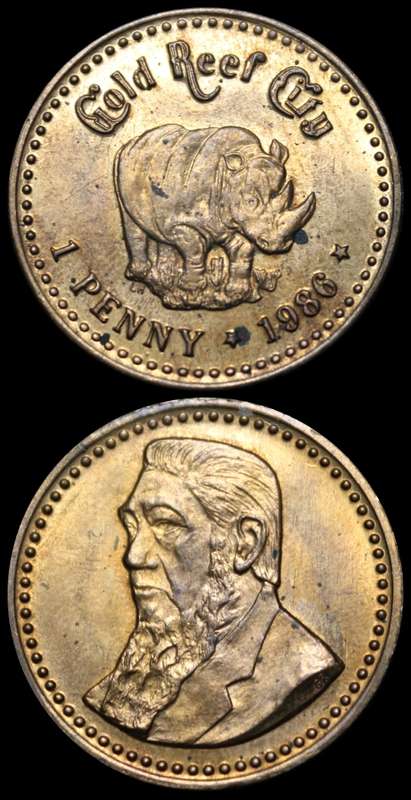 1986 Gold Reef City, One Penny, Token in Excellent Conditions, Please as per Photo.