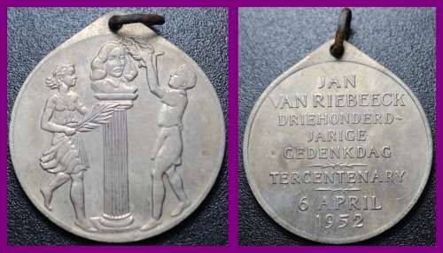 Medal:  JAN VAN RIEBEECK TERCENTENARY 6-APRIL-1952. As per Photo.
