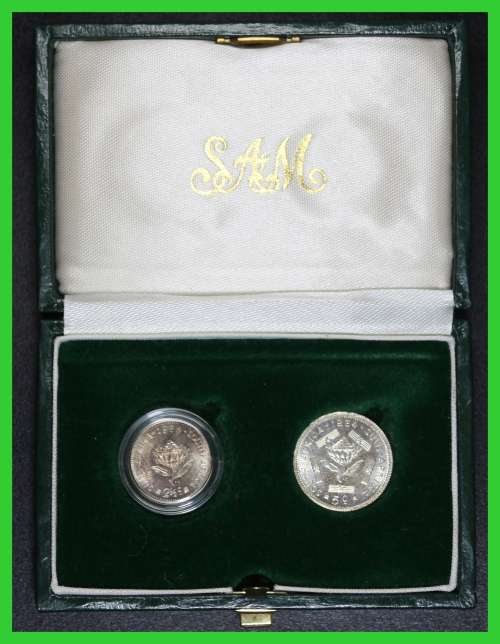 1964 Rep. of South Africa: Excellent Set of  5 Cents and 2 1/2 Cents Proof Coins. as per Photo.