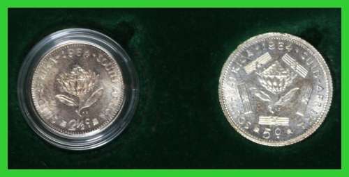 1964 Rep. of South Africa: Excellent Set of  5 Cents and 2 1/2 Cents Proof Coins. as per Photo.