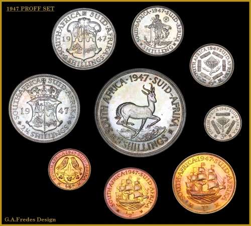 1947 Union of  South Africa, Immaculate Short Proof Set, Coins in Excellent Tone, as per Photo.