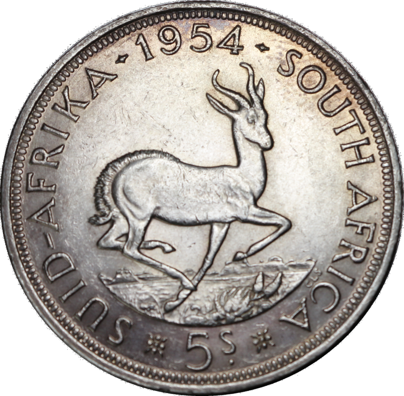 1954 : Union of  S. A.: Excellent 5 Shillings (Crown)  in (Circulated Conditions) LOW MINTED.