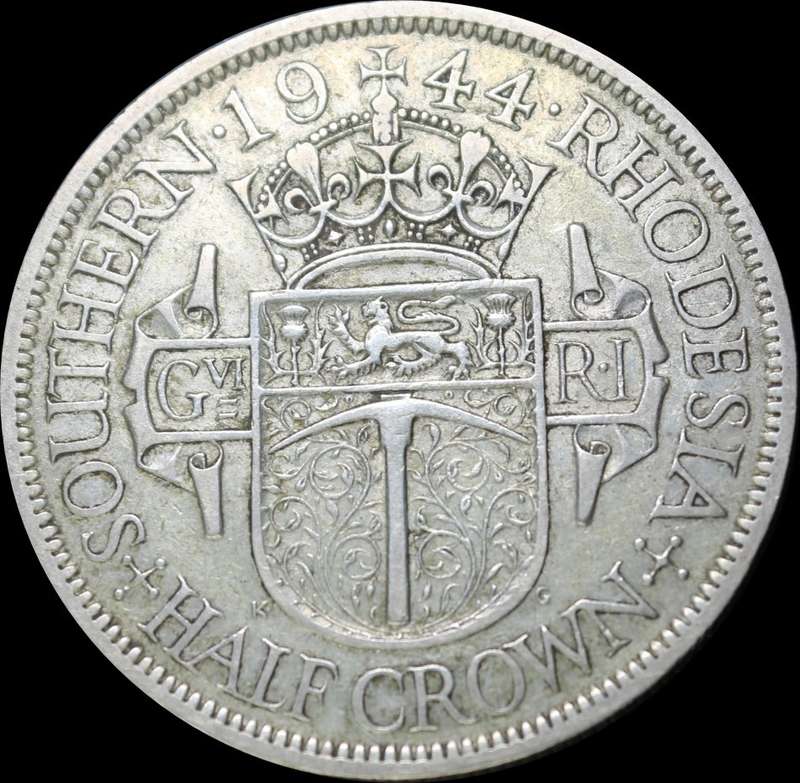 1944: Southern Rhodesia: Half Crown  in Circulated  Conditions, as per Photo.