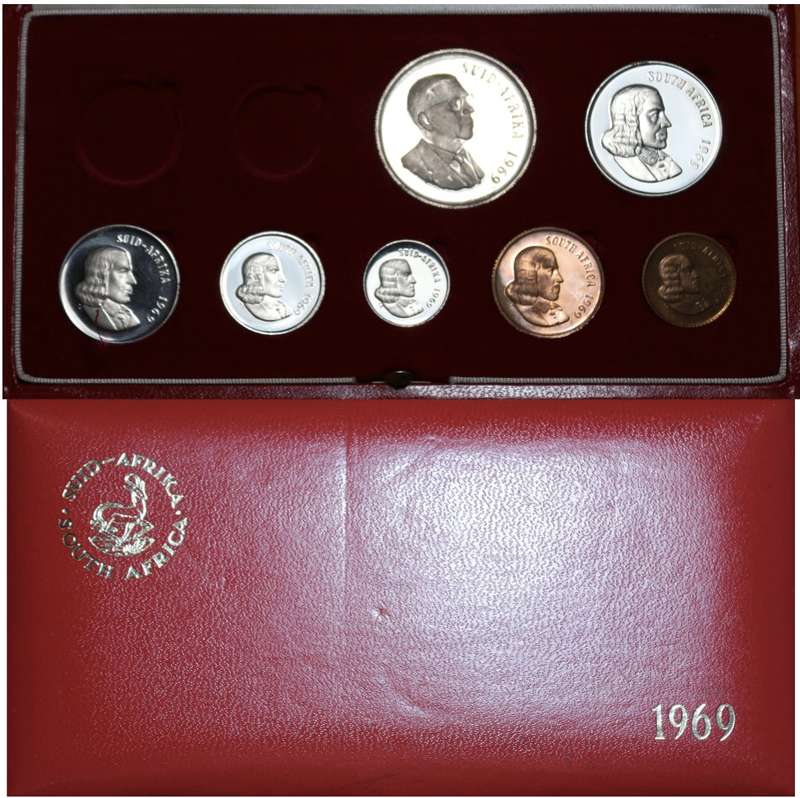 1969 Republic of  South Africa: Excellent Proof set, Long Box, no Gold Coins, as per Photo.