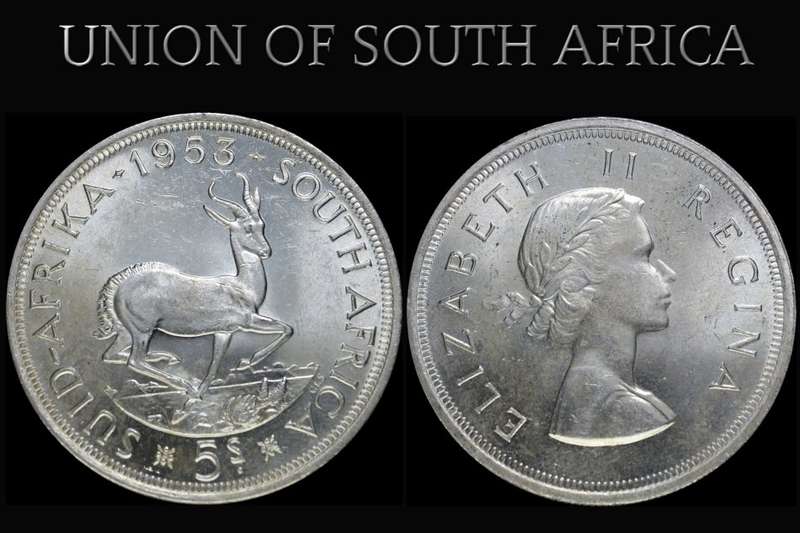 1953 : Union of  S. A.:  5 Shillings (AUNC)  in Good Conditions, as per Photo.