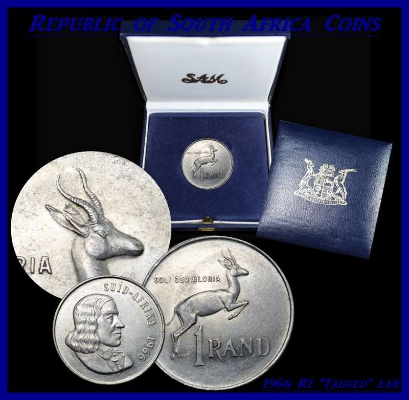 1966 : Rep. S.A : One Rand : Afrikaans : "Taggear" ear, Coin in AUNC Conditions? As per Photo.
