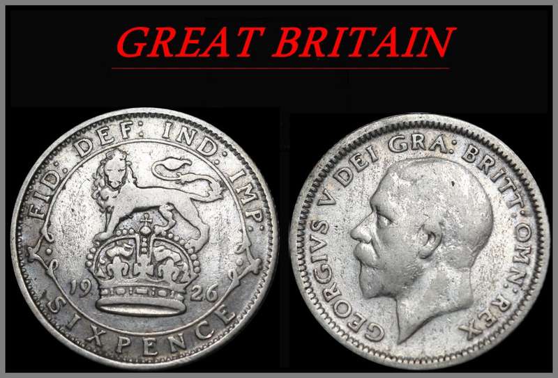 1926: GREAT BRITAIN : SIXPENCE : Silver Coin in Circulated Conditions,  as per Photo.