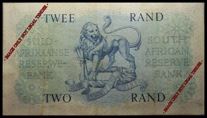 South African Bank Note : TWO RAND / TWEE RAND : (ONLY  ISSUE) MH de KOCK. as per Photo.