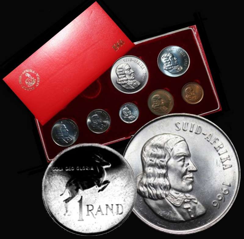 1966 Rep. of  South Africa: Set of Proof Coins and (ONE RAND  IS UNCIRCULATED COIN), as per Photo.