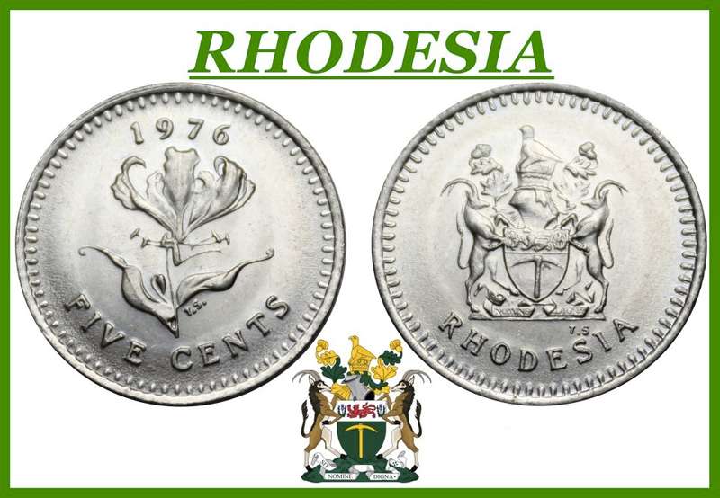 1976: RHODESIA : Five Cent : Excellent Coin Uncirculated Coin in High Grade, as per Photo.