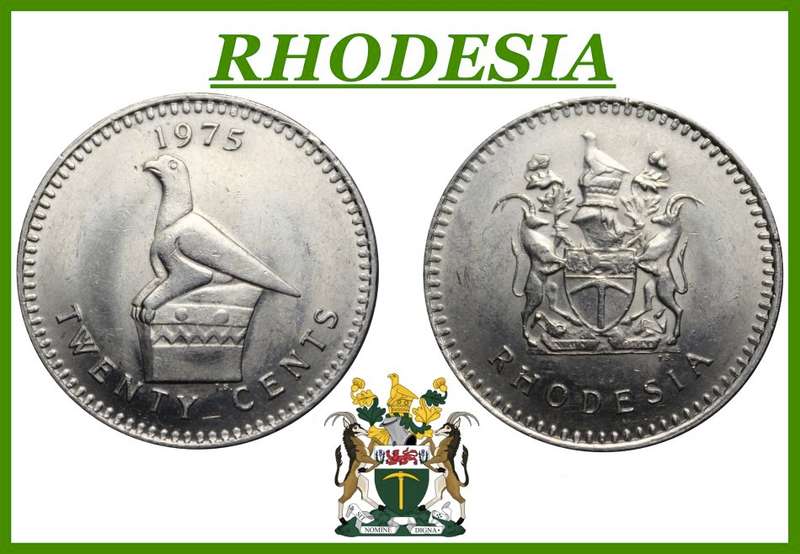 1975: RHODESIA : Twenty Cents : Excellent AUNC Coin in Good Condition, as per Photo.