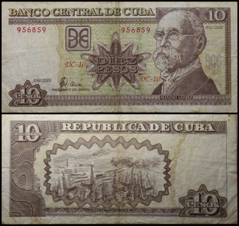 CUBA : Bank Note : DIEZ PESOS : Circulated Note, as per Photo.