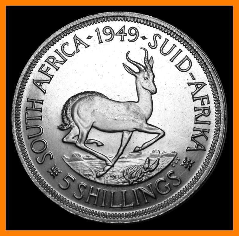 1949 : Union of S.A.  5 Shilling : Excellent PROOF Coin in HIGH Grade, as per Photo.