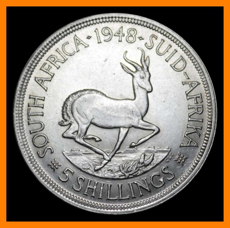 1948 : Union of  S. A. : 5 Shillings : Circulated Coin in Good Conditions, as per Photo.
