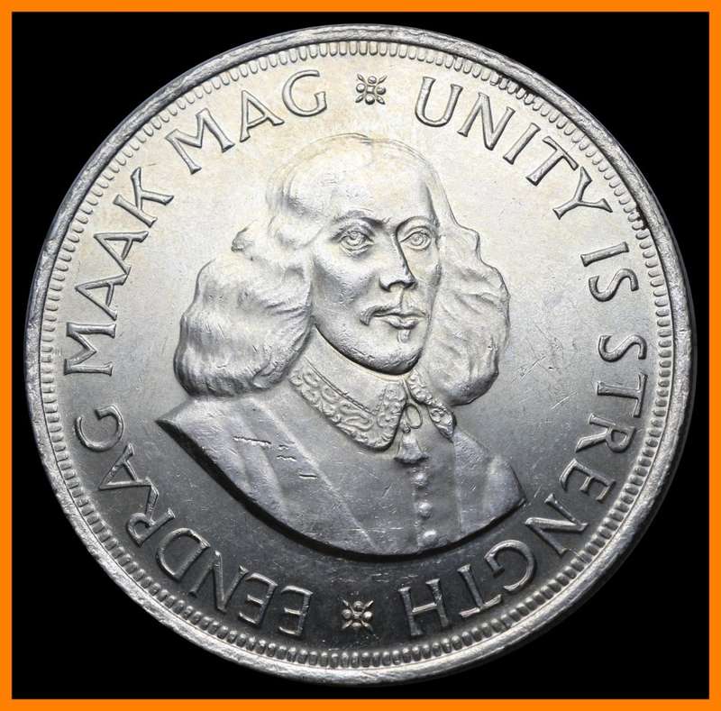 1963 Republic of S.A. : 50 Cent : Coin in Circulated Conditions, as per Photo.