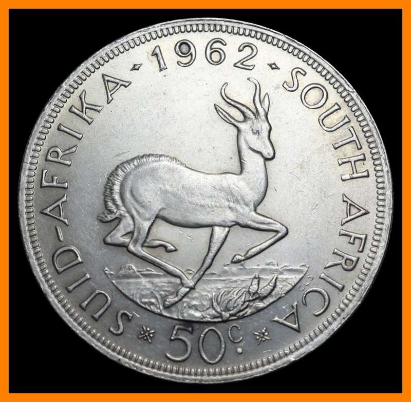 1962 : Republic of  S. A. : 50 Cent : Coin Circulated in Good Condition, as per Photo.