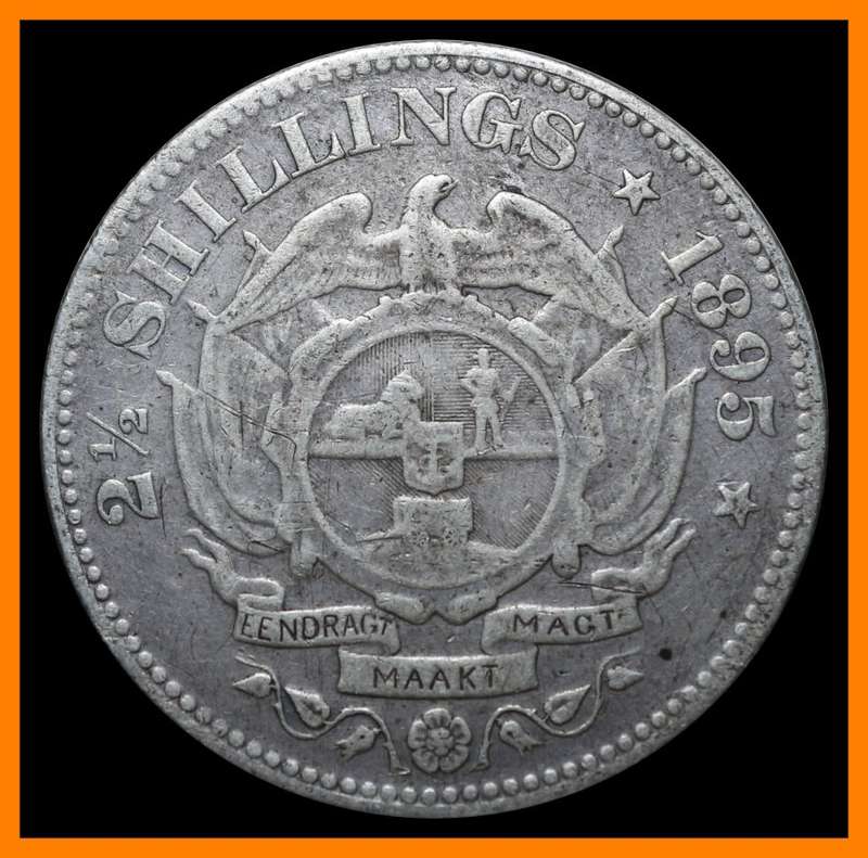 1895 : Z.A.R.. : Two and a Half Shillings : Circulated Coin, as per Photo.