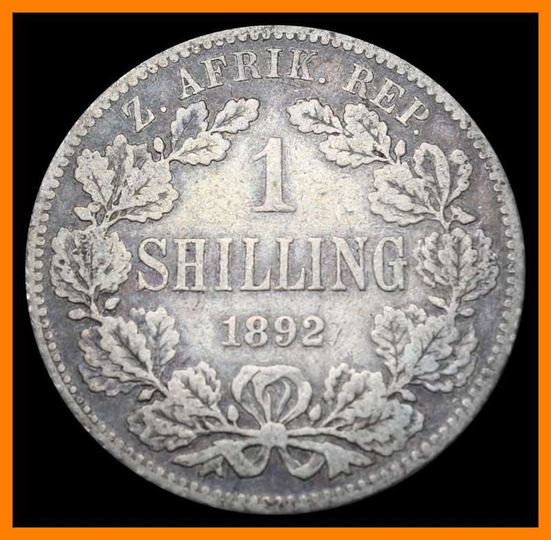 1892 : Z.A.R.. : One Shilling : Circulated Coin, as per Photo.