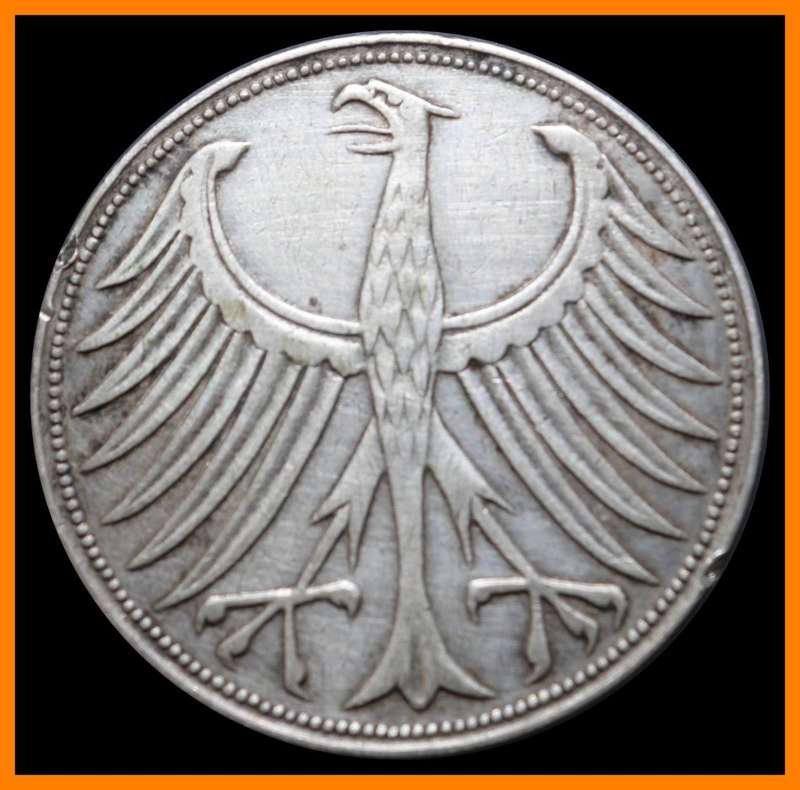 1951 : Germany - Federal Republic 5 Deutsche Mark (Silver Coin) Circulate Condition, as per photo.
