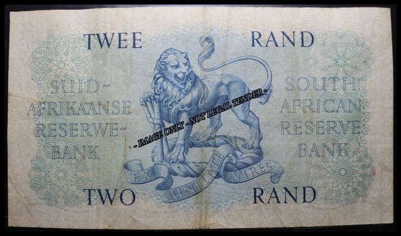 1962 S. A. Bank Note :  TWEE RAND/TWO RAND  : G. RISSIK : (FIRST & ONLY ISSUE). as per Photo.