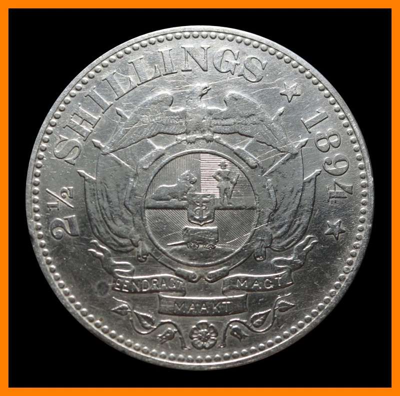 1894 : ZUID AFRIKAANSCHE  REPUBLIEK  : Two and a Half Shillings : Circulated Coin, as per Photo.