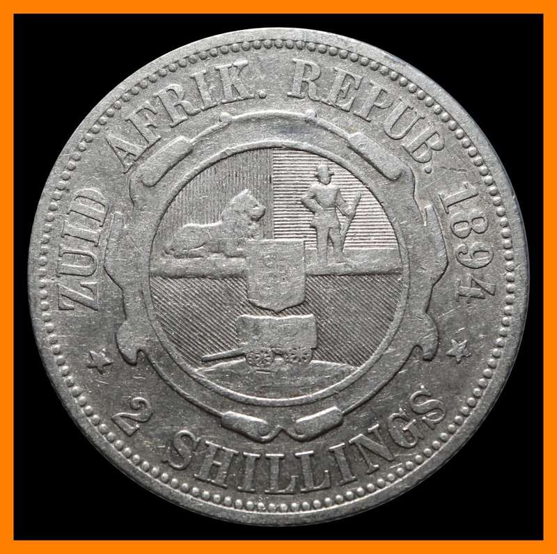 1894 : ZUID AFRIKAANSCHE  REPUBLIEK  : Two  Shillings : Circulated Coin, as per Photo.