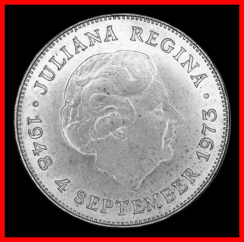 1973 : NETHERLANDS : 10 GULDEN : Coin in Almost UNC Condition , as per Photo.