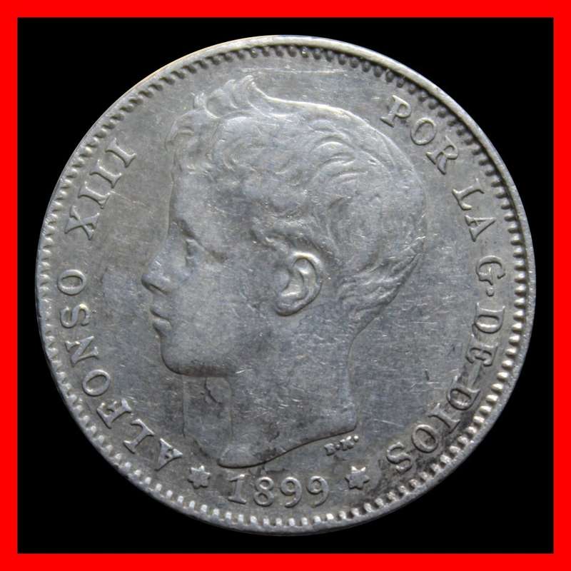 1899 :SPAIN : 1 PESETA : Coin in Circulated Condition , as per Photo.