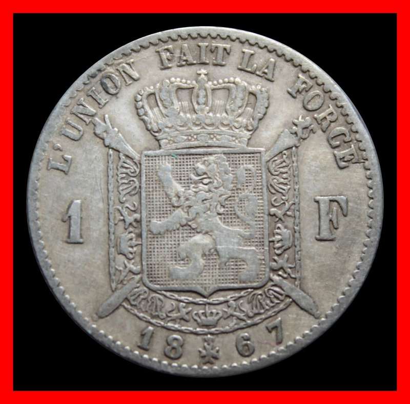 1867 :BELGIUM : 1 FRANC : Coin in Circulated Condition , as per Photo.