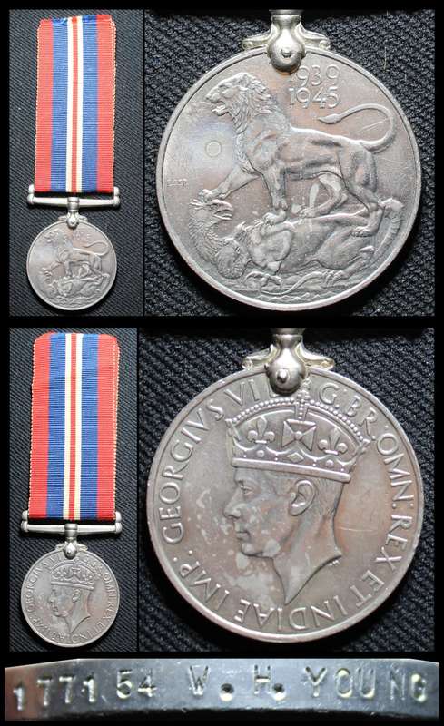 Medal : World War II : Full Size : 1771 54  W. H. YOUNG, as per Photo.