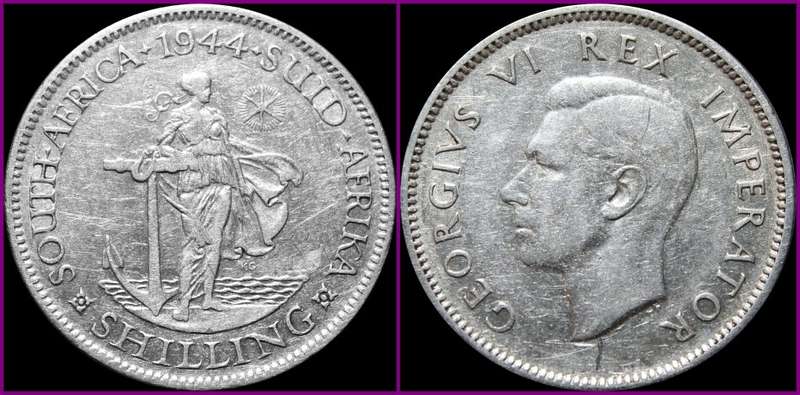 1944 Union of S.A. :ONE  SHILLING :  COIN IN CIRCULATED CONDITION. as per Photo.