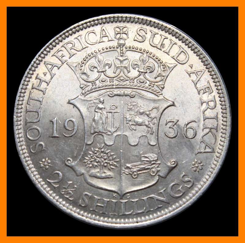 1936 Union of S.A. : 2 1/2  SHILLINGS :  COIN IN UNC CONDITION? EXTREMELY HIHG GRADE AND VALUE  COIN