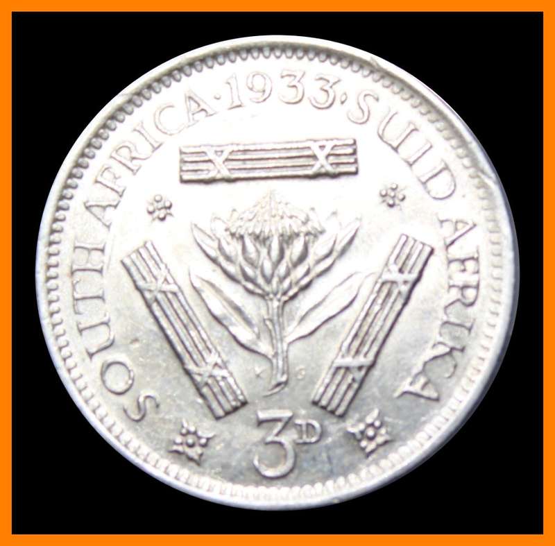 1933 : Union of  S.A. : THREEPENCE :  COIN CIRCULATED IN GOOD CONDITION. as per Photo.