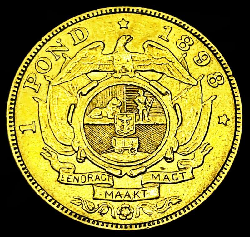 1898 ZUID AFRIKAANSCHE  REPUBLIEK :ONE  POND in  Circulated Cond.Description Below, as per Photo.