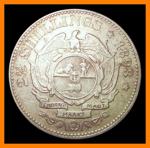 1893 : ZUID AFRIKAANSCHE  REPUBLIEK : 2 1/2 Shillings :  Circulated Coin in G/C , as per Photo.