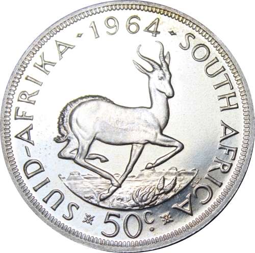 1964 Republic of S.A. : 50 Cent : Very Good Coin, in PL/PROOF Conditions, as per Photo.