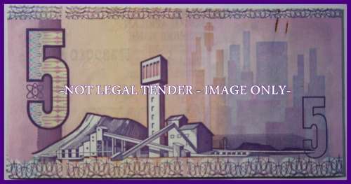 1981 : S. A. Bank Note : FIVE RAND : GPC de KOCK : SECOND ISSUE. CONC. NUMBERS 002-010.