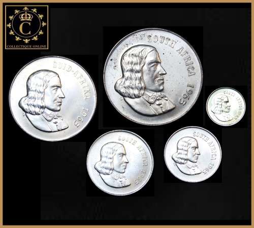 1965 Rep. of S.A. : Mix Set 1 Rand PROOF Coin and 50c 20c 10c 5c in UNC Cond. Descrip, bellow.