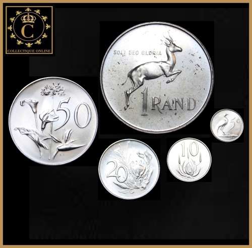 1965 Rep. of S.A. : Mix Set 1 Rand PROOF Coin and 50c 20c 10c 5c in UNC Cond. Descrip, bellow.