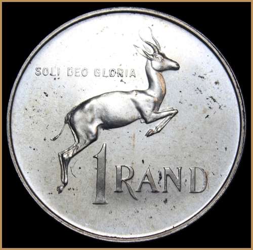 1965 Rep. of S.A. : Mix Set 1 Rand PROOF Coin and 50c 20c 10c 5c in UNC Cond. Descrip, bellow.