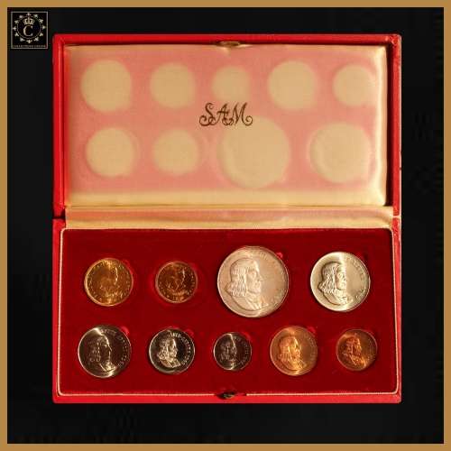 1965 Extremely Rare LONG PROOF SET WITH GOLD R2 & R1 COINS and ENG SILVER  R1 DESCRIP. BELOW.