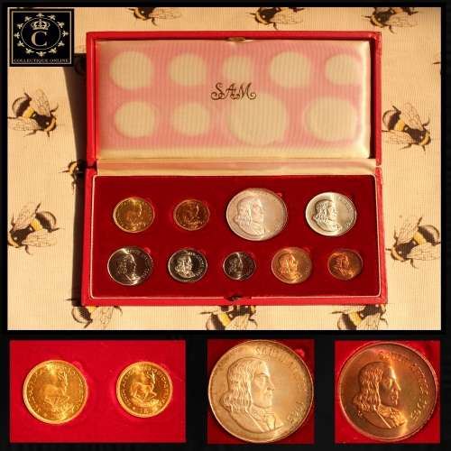 1965 Extremely Rare LONG PROOF SET WITH GOLD R2 & R1 COINS and ENG SILVER  R1 DESCRIP. BELOW.