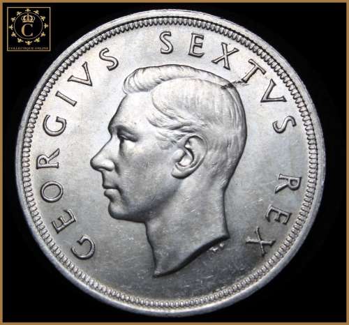 1950 Union of S.A. : Five Shillings: Excellent Coin in Almost UNC Condition, As per Photo.
